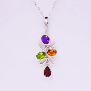Silver Pendant with Ceylon Stones (CA-PL 54)