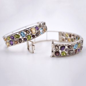 Gems Studded Silver Bangle (J-BL 01)