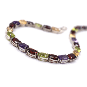 Gems Studded Silver Bangle (M-BL 02)