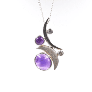 Silver Pendant with Amethysts & Cubic Zirconia (P-PL 197)