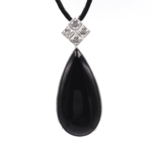 Silver Pendant with Onyx & Cubic Zirconia (P-PL 270)
