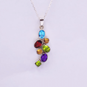 Silver Pendant with Ceylon Stones (P-PL 305)
