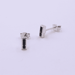 Silver Earring with Black Cubic Zirconia (PE-L 121)