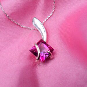 Silver Pendant with Pink Topaz (P-PL 346)