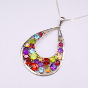 Silver Pendant with Ceylon Stones (M-PL 19)