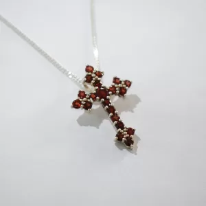 Silver Cross Pendant with Garnet(T-PL 09)